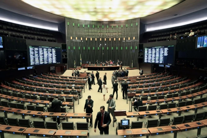 La chambre des députés brésiliens à Brasilia, avant une séance permettant d'autoriser ou non l'ouverture d'un procès contre le président brésilien Michel Temer, le 25 octobre 2017