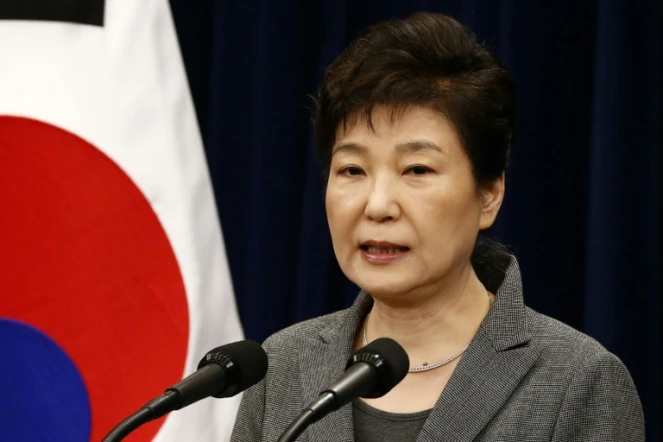 Photo d'archive de la présidente sud-coréenne Park Geun-Hye lors d'un discours à Séoul, le 29 novembre 2016