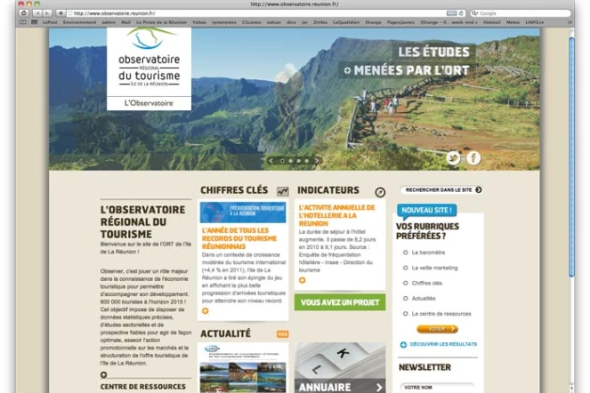 Capture d'écran du site de l'observatoire régional du tourisme