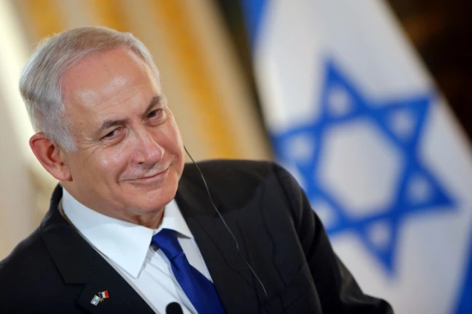 Benjamin Netanyahu à l'Elysée lors de sa visite à Paris le 16 juillet 2017