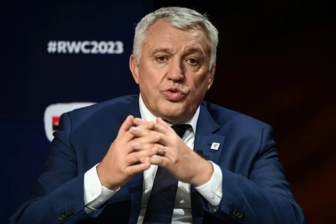 Claude Atcher, responsable du Comité d'organisation de la Coupe du monde 2023 de rugby en France, lors d'une conférence de presse le 14 décembre 2020 à Paris