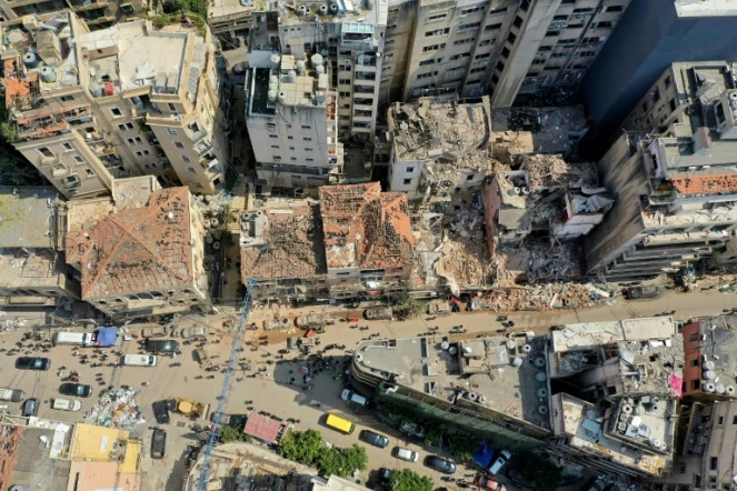 Vue aérienne le 7 août 2020 des quartiers de Beyrouth détruits par l'explosion