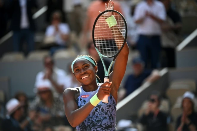 L'Américaine Coco Gauff savoure sa qualification pour la finale de Roland-Garros après son succès contre l'Italienne Martina Trevisan, le 2 juin 2022