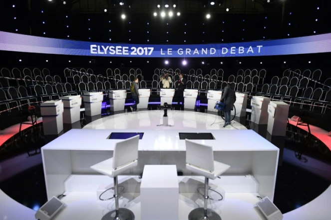 Un plateau à La Plaine-Saint-Denis avant un débat présidentiel, le 4 avril 2017
