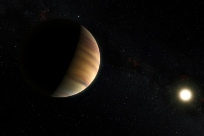 Croquis d'artiste transmis par l'Observatoire européen austral le 20 avril 2015 représente l'exoplanète 51 Pegasi b, qui orbite autour d'une étoile à 50 années lumière de la Terre, dans la constellation de Pegase