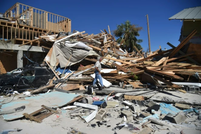 Les restes d'une maison dans la localité de Mexico Beach, en Floride, le 12 octobre 2018