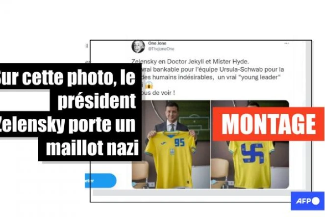   Attention à cette photo falsifiée du président ukrainien tenant un T-shirt à croix gammée