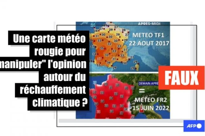   Non, une carte météo de la France n'a pas été rougie pour "manipuler" l'opinion