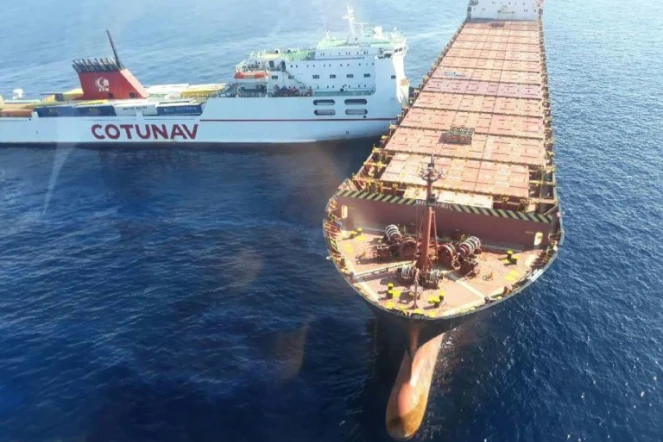 Image fournie par la gendarmerie nationale de la collision des navires au large de la Corse le 7 octobre 2018