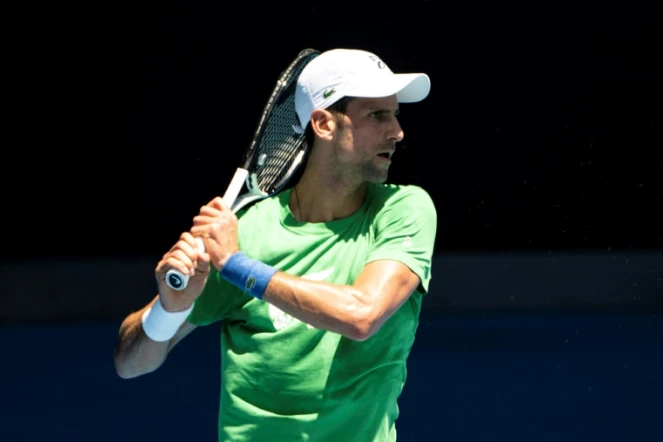 Le Serbe Novak Djokovic, numéro un mondial, à l'entraînement à Melbourne, en Australie, le 13 janvier 2022