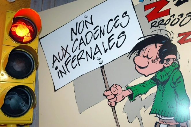 Une affiche représentant Gaston Lagaffe dans une exposition à Bruxelles pour les 50 ans du personnage créé par Franquin, le 28 février 2007