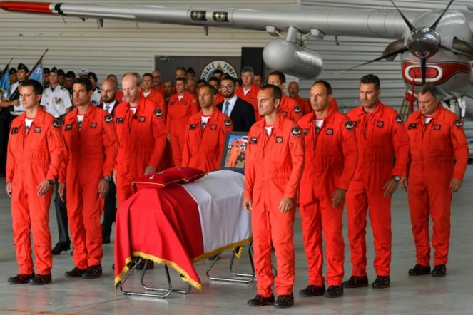 Cérémonie d?hommage au pilote de bombardier d'eau, Frank Chesneau, le 6 août 2019 à Nîmes