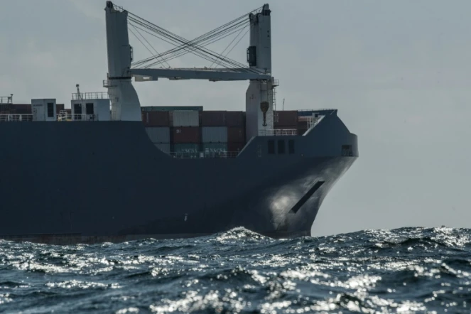 Photo du cargo saoudien Bahri Yanbu, le 9 mai 2019 au large du Havre