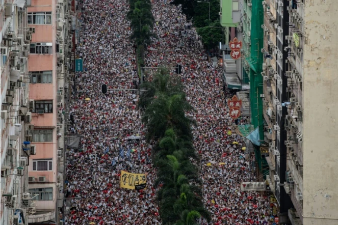 Manifestation contre un projet de loi d'extradition vers la Chine continentale, le 9 juin 2019 à Hong Kong