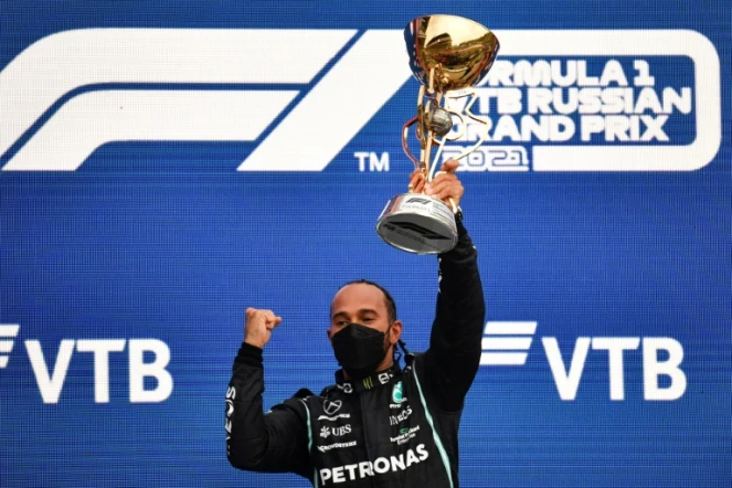 Lewis Hamilton vainqueur du GP de Russie sur l'Autodrome de Sotchi, le 26 septembre 2021 