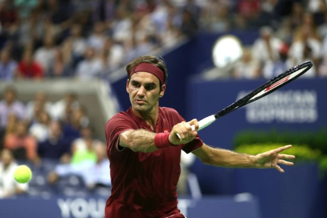 Roger Federer lors du premier tour de l'US Open à Flushing Meadows à New York City, le 28 août 2018