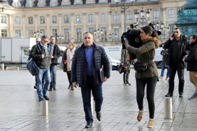 Le secrétaire général du principal syndicat de surveillants, l'Ufap-Unsa arrive pour une réunion au ministère de la Justice à Paris, le 22 janvier 2018   