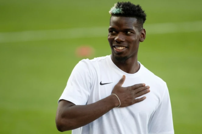 Le milieu de terrain Paul Pogba, lors d'un entraînement de l'équipe de France, le 2 septembre 2021 au Stade de La Meinau à Strasbourg