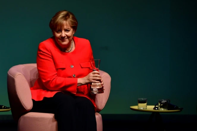 La Chancelière allemande Angela Merkel lors d'une interview avec le magazine Brigitte le 26 juin 2017 à Berlin