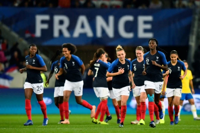 L'équipe de France victorieuse du Brésil en match amical à l'Allianz Riviera à Nice, le 10 novembre 2018