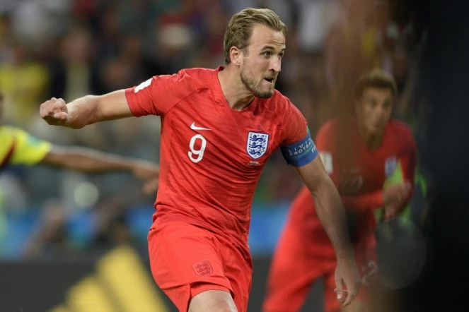 L'attaquant anglais Harry Kane buteur lors de la qualification en quarts de finale du Mondial le 3 juillet 2018