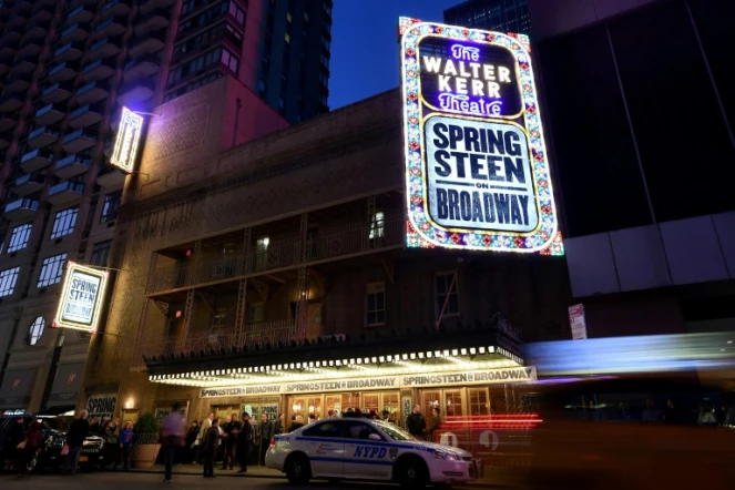 Le Walter Kerr Theatre de Broadway, à New York, où se produit Bruce Springsteen, pris en photo le 3 octobre 2017 
