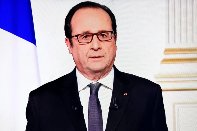 François Hollande lors des ultimes voeux télévisés du Nouvel an de son quinquennat, le 31 décembre 2016 à Paris