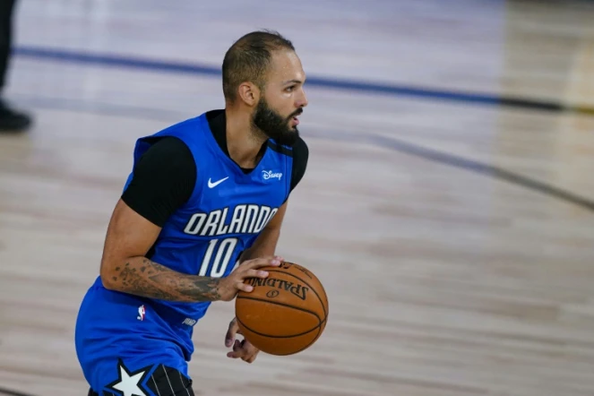 Evan Fournier avec le Magic contre les Indiana Pacers en saison régulière NBA à Orlando, le 4 août 2020 