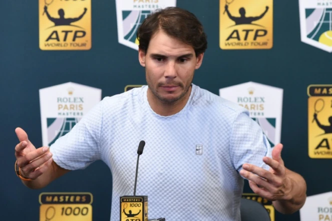 L'Espagnol Rafael Nadal en conférence de presse lors du Masters 1000 de Paris, le 31 octobre 2018 