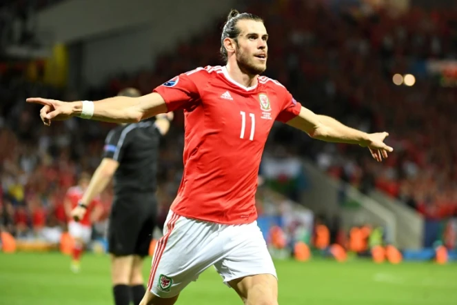 L'attaquant gallois Gareth Wales fête un but contre la Russie à l'Euro, le 20 juin 2016 à Toulouse