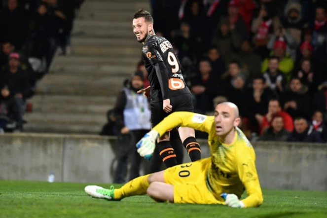 L'attaquant argentin de Marseille, Dario Benedetto, auteur d'un triplé à Nîmes, en Ligue 1, le 28 février 2020