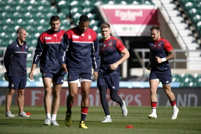 L'équipe d'Angleterre de rugby à l'entraînement à Twickenham, le 25 septembre 2015