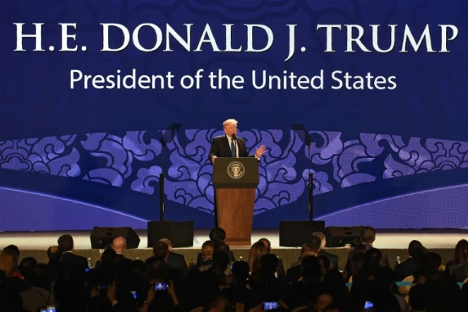 Discours de Donald Trump lors du sommet annuel annuel du forum de l'Asie-Pacifique (Apec), à Danang (Vietnam), le 10 novembre 2017