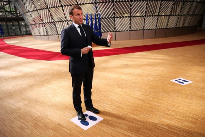 Emmanuel Macron à son arivée au sommet européen de Bruxelles, le 19 juillet 2020