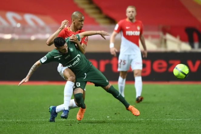 Le défenseur de Monaco Fabinho (c) buteur lors de la victoire face à Rennes 1-0 en L1 le 12 mai 2018