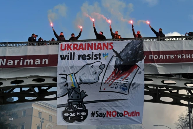 Manifestation d'unité à Kiev le 12 février 2022 face au risque de guerre