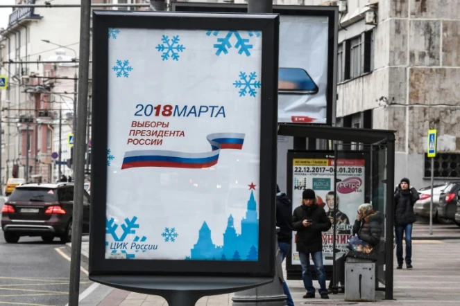 Une affiche dans les rues de Moscou le 18 décembre 2018 annonçant l'élection présidentielle le 18 mars 2018
