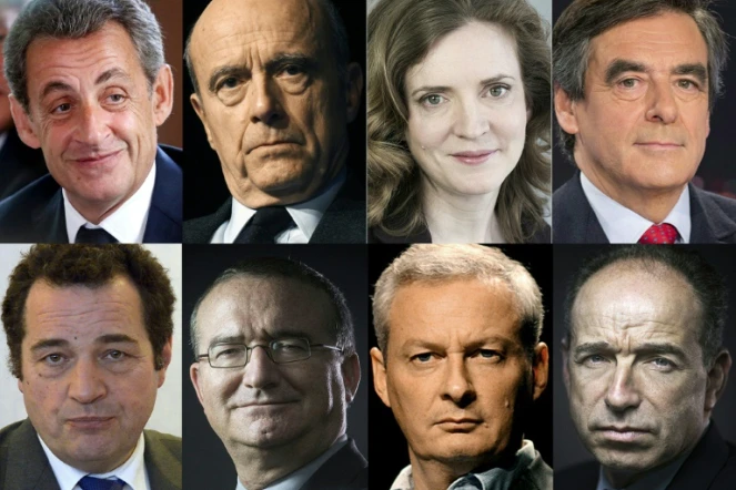 Montage réalisé le 9 septembre de portraits des 8 candidats à la primaire de la droite