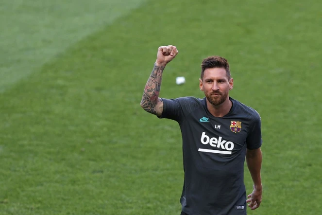 L'attaquant argentin de Barcelone, Lionel Messi, lors de l'entraînement de l'équipe à la veille du quart de finale de la Ligue des champions face au Bayern Munich, à Lisbonne, le 13 août 2020