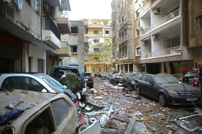 Les rues d'un quartier de Beyrouth après la double explosion, le 5 août 2020