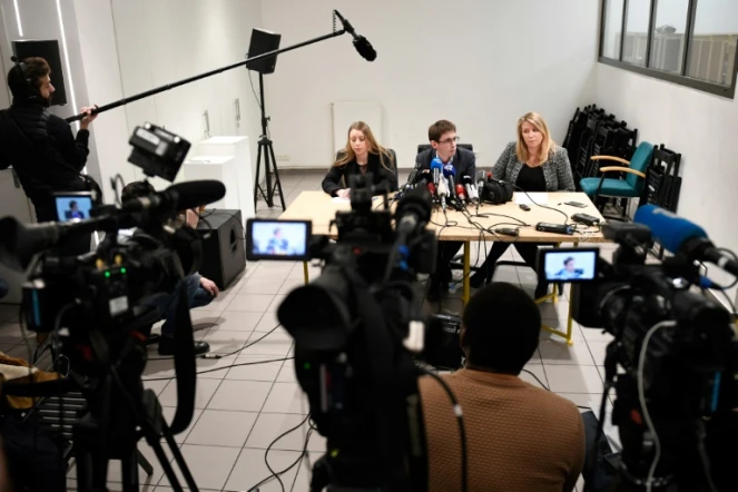 L'Association des familles victimes du lait Lactalis contaminé aux salmonelles tiennent une conférence de presse à Paris, le 15 janvier 2018 