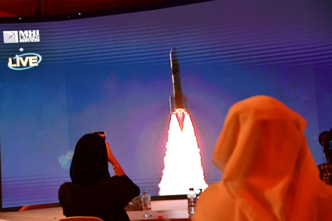 Photo prise au moment du lancement de la sonde émiratie "Hope", à Dubaï le 19 juillet 2020
