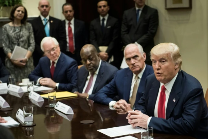 Le président américain Donald Trump lors d'une réunion avec des PDG d'assurances santé, le 27 février 2017 à la Maison Blanche, à Washington