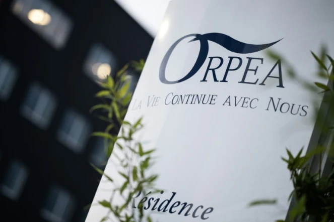 Le logo d'une maison de retraite Orpea, à Reze près de Nantes, le 10 février 2022