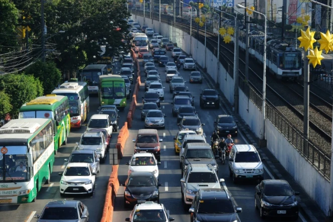 Embouteillages à Manille, le 11 janvier 2016 aux Philippines