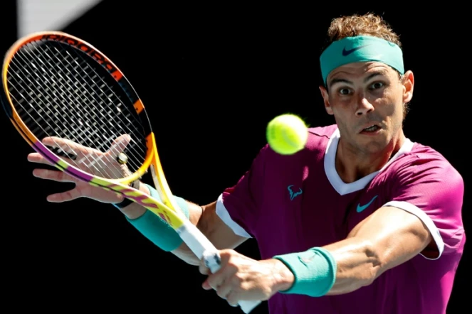L'Espagnol Rafael Nadal contre l'Américain Marcos Giron au 1er tour de l'Open d'Australie à Melbourne le 17 janvier