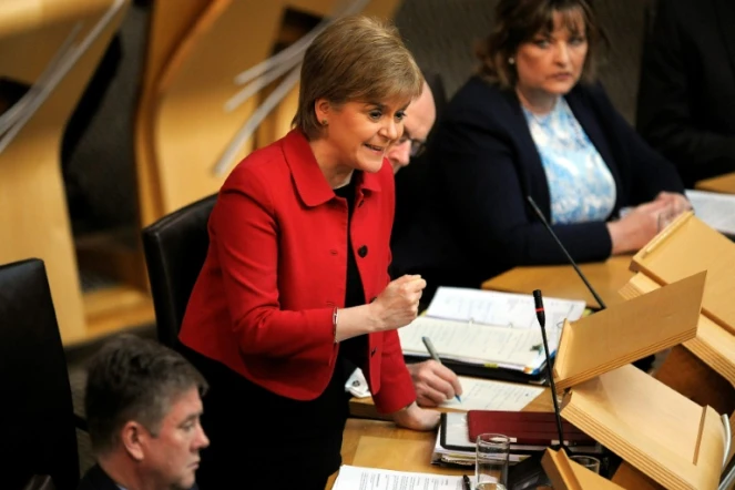 La Première ministre écossaise Nicola Sturgeon, le 28 mars 2017 au Parlement régional à Edimbourg