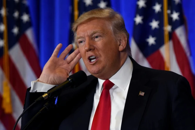 Le président américain élu Donald Trump lors d'une conférence de presse, le 11 janvier 2016 à New York