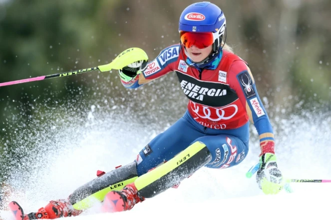 L'Américaine  Mikaela Shiffrin lors de la 1re manche du slalom de Zagreb, en Croatie, le 3 janvier 2018