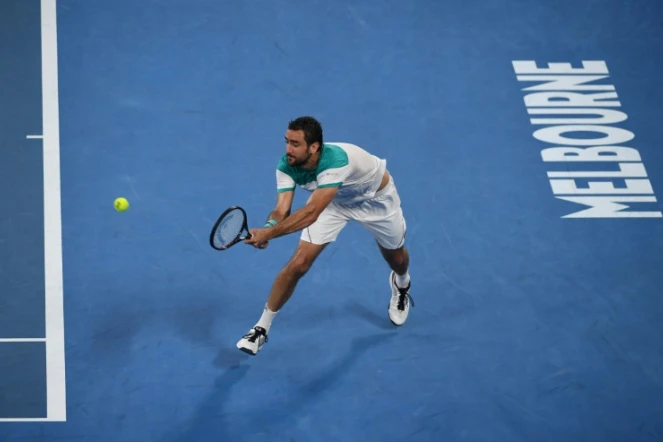Le Croate Marin Cilic face au Britannique Kyle Edmund en demi-finales de l'Open d'Australie, à Melbourne, le 25 janvier 2018
